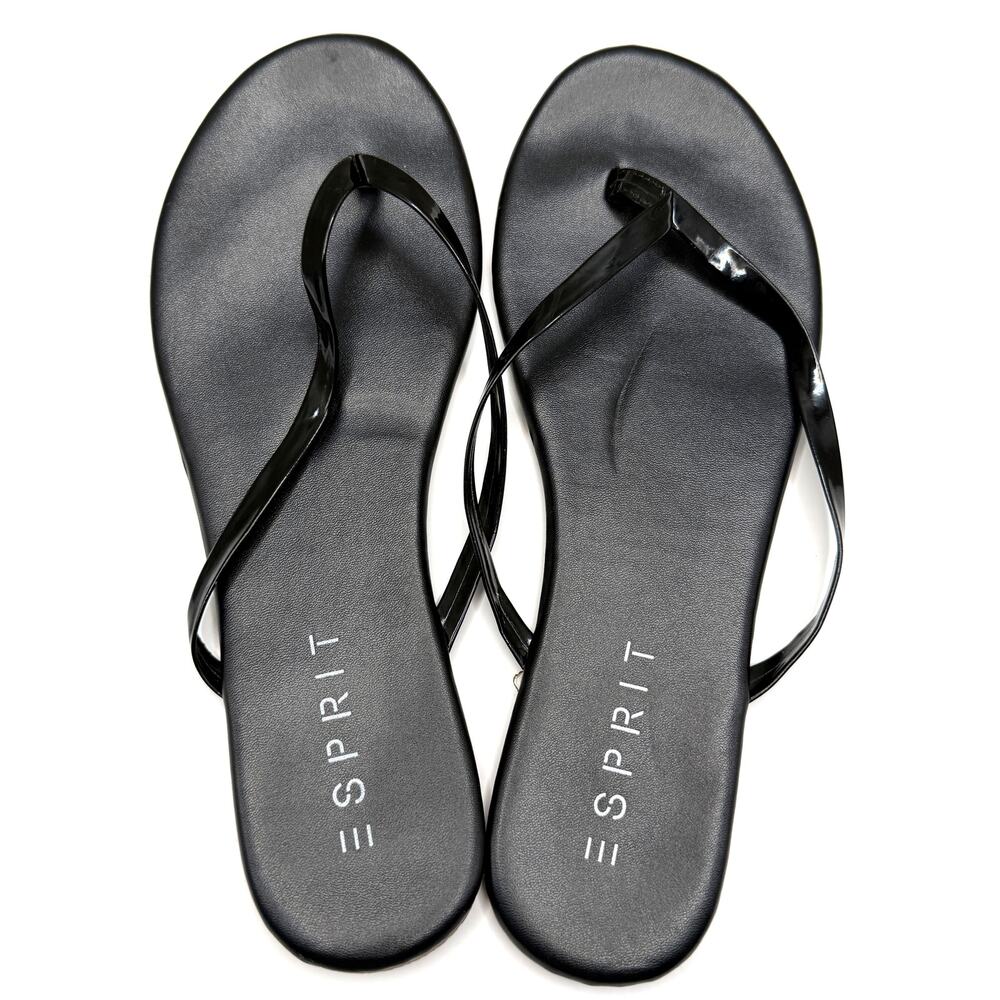 Esprit Women's Fashion Flip Flops Black Sandals Size 8